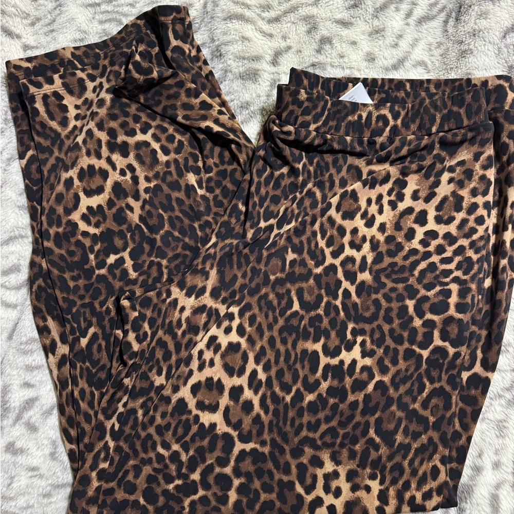Susan Graver Animal Print Pants - Black and Brown size XL